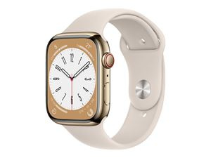 Apple Watch Ser 8 GPS+Cell 45mm Gold Stainless Steel Case Starligh i gruppen SPORT, FRITID & HOBBY / Smartwatch og Aktivitetsmålere / Smartwatches hos TP E-commerce Nordic AB (C21356)