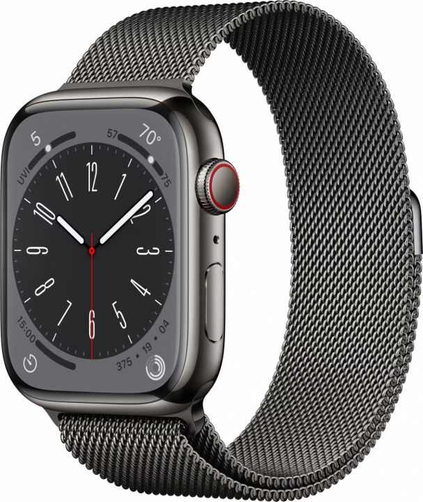 Apple Watch Ser 8 GPS+Cell 45mm Graphite Stainless Steel Case Grap i gruppen SMARTTELEFON & NETTBRETT / Trening, hjem og fritid / Apple Watch og tilbehør / Apple Watch hos TP E-commerce Nordic AB (C21357)