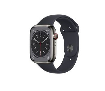 Apple Watch Ser 8 GPS+Cell 45 mm grafitfarget rustfritt stålkasse Midn i gruppen SMARTTELEFON & NETTBRETT / Trening, hjem og fritid / Apple Watch og tilbehør / Apple Watch hos TP E-commerce Nordic AB (C21358)