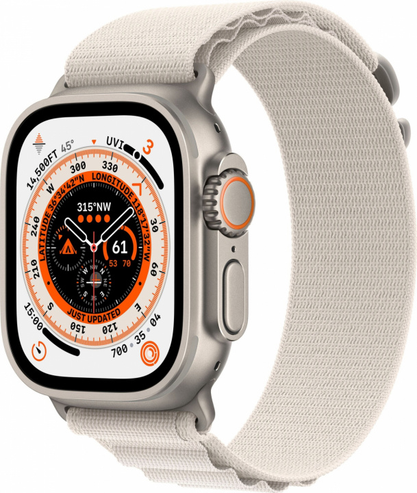 Apple Watch Ultra GPS + mobil 49 mm Starlight Alpine Loop Small i gruppen SMARTTELEFON & NETTBRETT / Trening, hjem og fritid / Apple Watch og tilbehør / Apple Watch hos TP E-commerce Nordic AB (C21376)