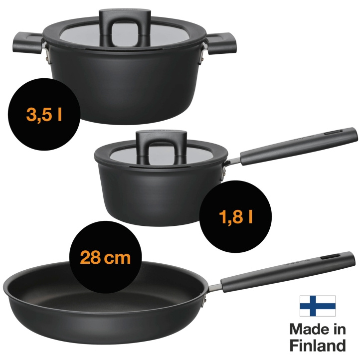 Fiskars HardFace Startsett:1,8L+3,5L+28cm i gruppen HJEM, HUS OG HAGE / Kjøkkenutstyr / Stekepanner hos TP E-commerce Nordic AB (C22074)
