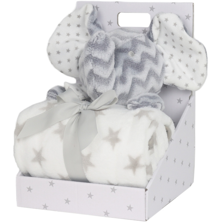Carlobaby Fleeceteppe og kosete lekeelefant i gruppen LEKER, BARN OG BABY / Babyleker (0-3 år) / Kosedyr hos TP E-commerce Nordic AB (C22115)