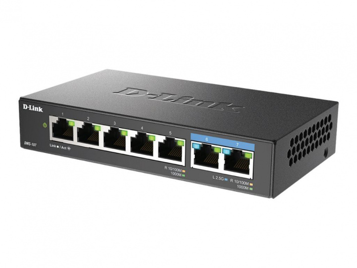 D-LINK 7-Port Multi-Gigabit Unmanaged Switch i gruppen Datautstyr / Nettverk / Switcher / 10/100/1000Mbps hos TP E-commerce Nordic AB (C22642)