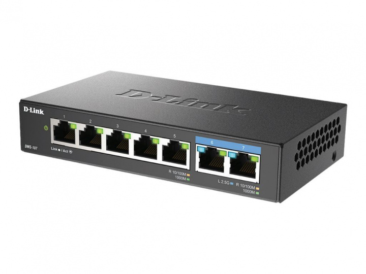D-Link 7-porters ikke-administrert multi-Gigabit-svitsj i gruppen Datautstyr / Nettverk / Switcher hos TP E-commerce Nordic AB (C22642)
