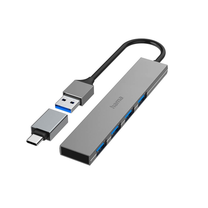 Hama Hub USB-A 3.2 4x-Porter 5 Gbit/s USB-C-Adapter i gruppen Datautstyr / Datamaskin Tilbehør / USB-Hubs hos TP E-commerce Nordic AB (C23472)