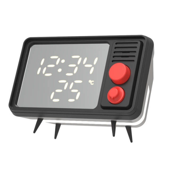 Mobility On Board MOB Speaker Alarm Clock with Light TV Retro Black/Grey i gruppen HJEM, HUS OG HAGE / Klokker & Teller / Vekkerklokker hos TP E-commerce Nordic AB (C23561)