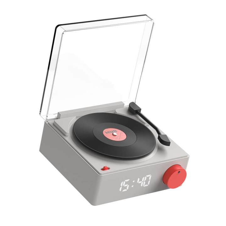 Mobility On Board MOB Speaker Alarm Clock Vinyl Retro Grey i gruppen HJEM, HUS OG HAGE / Klokker & Teller / Vekkerklokker hos TP E-commerce Nordic AB (C23565)