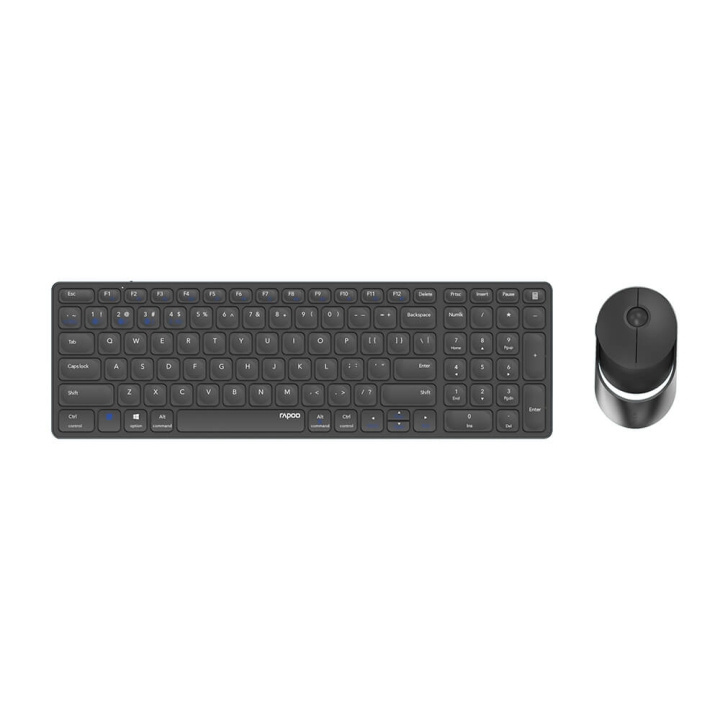 Rapoo Tastatur/Musesett 9750M Multi-Mode Trådløst Mørkegrå i gruppen Datautstyr / Mus & Tastatur / Tastatur / Pakke hos TP E-commerce Nordic AB (C23627)