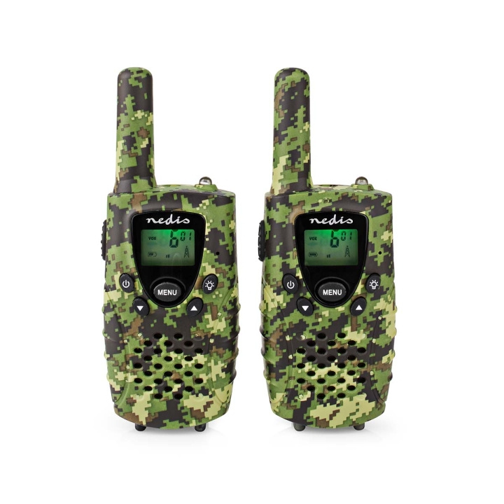 Nedis Walkie-Talkie Set | 2 håndsett | Opp til 8 km | Frekvens kanal: 8 | PTT / VOX | Opp til 2.5 timer | Hodetelefonutgang | 2 Hodesett | Reiseveske inkludert | Grøn i gruppen SPORT, FRITID & HOBBY / Friluftsliv / Walkie talkie hos TP E-commerce Nordic AB (C23638)