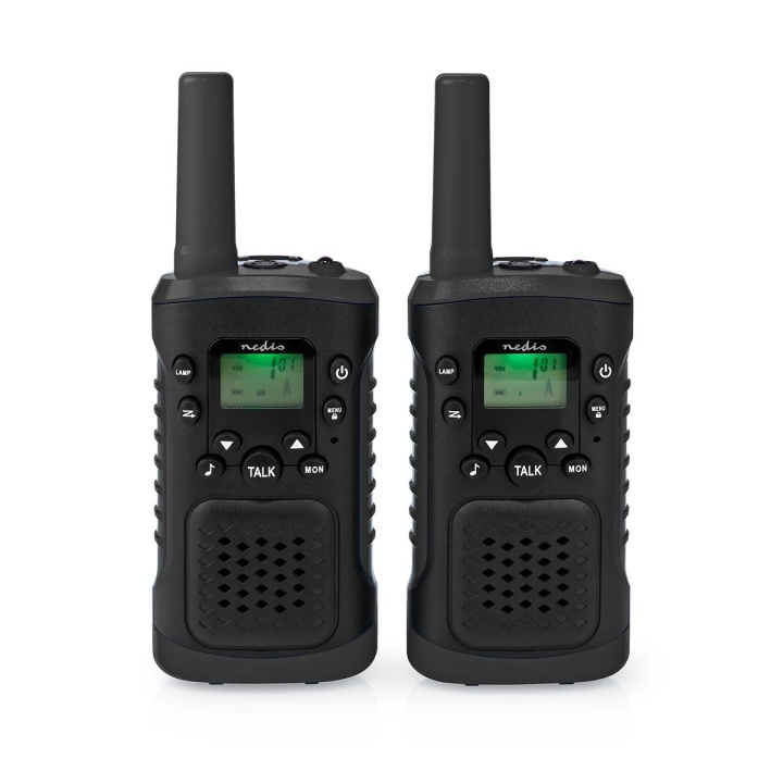 Nedis Walkie-Talkie Set | 2 håndsett | Opp til 6 km | Frekvens kanal: 8 | PTT / VOX | Opp til 3 timer | Hodetelefonutgang | 2 Hodesett | Sort i gruppen SPORT, FRITID & HOBBY / Friluftsliv / Walkie talkie hos TP E-commerce Nordic AB (C23639)