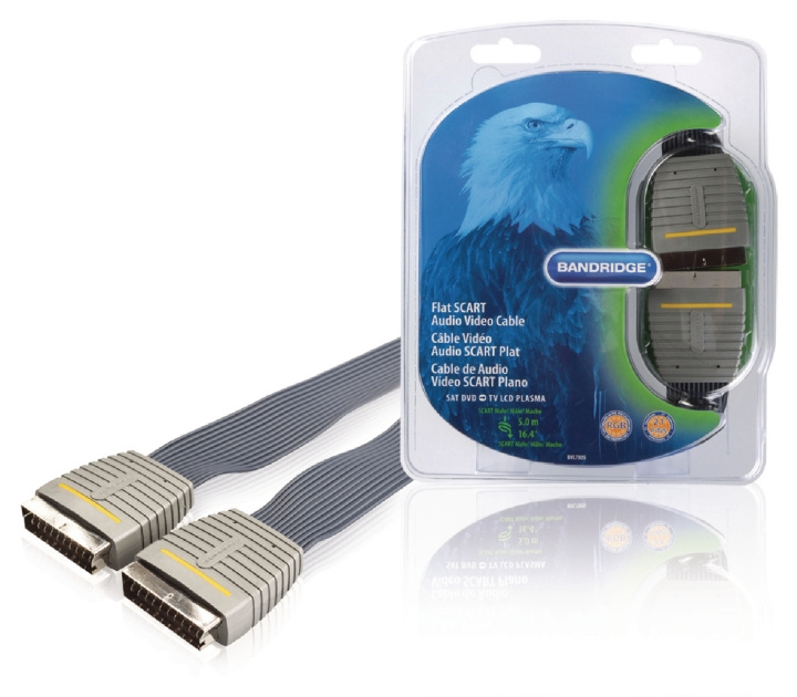 Bandridge SCART-Kabel SCART Han - SCART Han 5.00 m Blå i gruppen Elektronikk / Kabler og adaptere / Scart hos TP E-commerce Nordic AB (C23662)