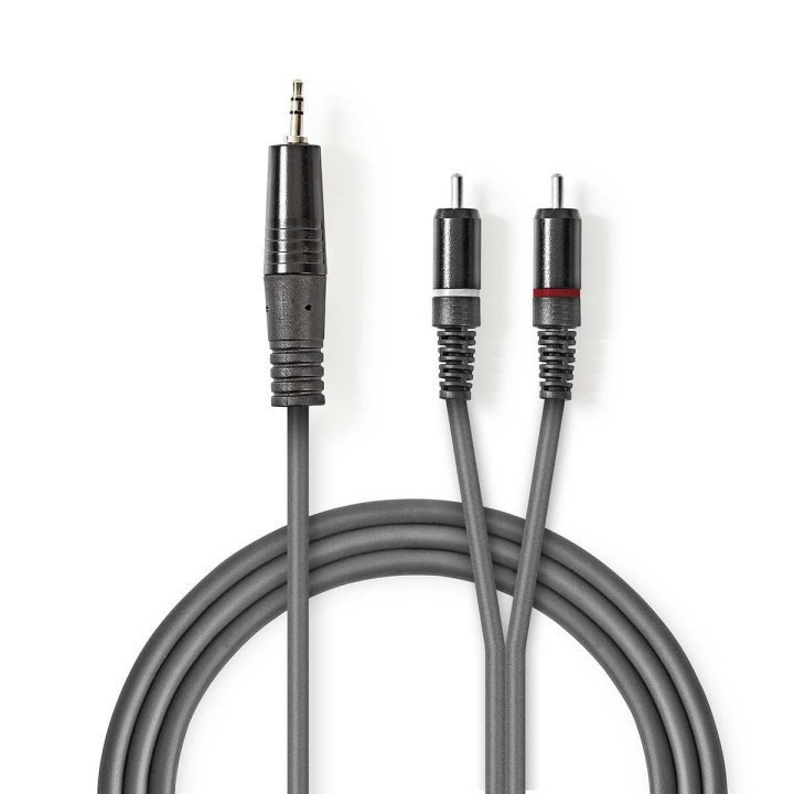 Nedis Stereo lydkabel | 3.5 mm Han | 2x RCA Han | Nikkel belagt | 5.00 m | Rund | Mørk Grå | Pappetui i gruppen Elektronikk / Lyd & Bilde / Høyttalere & tilbehør / Tilbehør hos TP E-commerce Nordic AB (C23809)