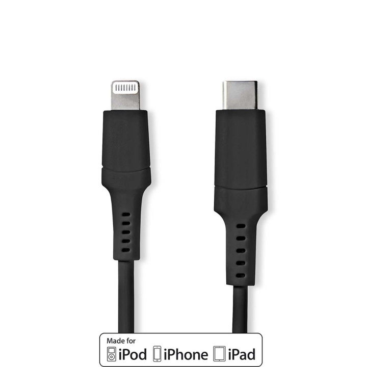 Nedis Lightning Kabel | USB 2.0 | Apple Lightning 8-Pinners | USB-C™ Hann | 480 Mbps | Nikkel belagt | 1.00 m | Rund | PVC | Sort | Boks i gruppen SMARTTELEFON & NETTBRETT / Ladere og Kabler / Kabler / Kabler Lightning hos TP E-commerce Nordic AB (C23830)