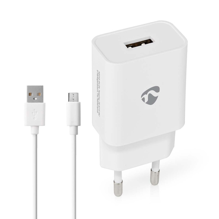 Nedis vegg lader | 12 W | Hurtigladefunksjon | 2.4 A | Antall utganger: 1 | USB-A | Micro USB (Løs) Kabel | 1.00 m | Single Voltage Output | Hvit i gruppen SMARTTELEFON & NETTBRETT / Ladere og Kabler / Vegglader / Vegglader USB hos TP E-commerce Nordic AB (C23925)