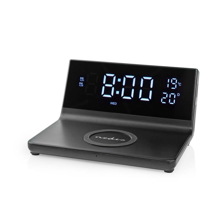 Nedis Alarm clock wireless charger | Qi sertifisert | 5 / 7.5 / 10 / 15 W | USB-A Han | 2 Alarmtider | slumrefunksjon i gruppen HJEM, HUS OG HAGE / Klokker & Teller / Vekkerklokker hos TP E-commerce Nordic AB (C23935)