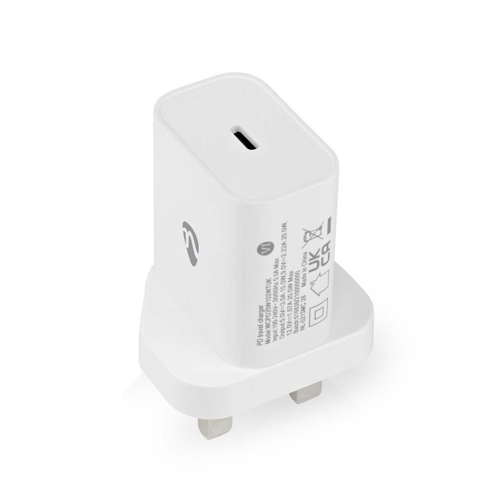 Nedis vegg lader | 20 W | PD3.0 20W | Hurtigladefunksjon | 1.67 A / 2.22 A / 3.0 A | Antall utganger: 1 | USB-C™ | Automatisk Spenning Utvalg | Hvit i gruppen HJEM, HUS OG HAGE / El og belysning / Reiseadaptere hos TP E-commerce Nordic AB (C23940)
