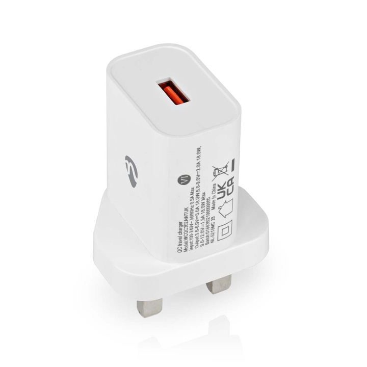 Nedis vegg lader | 18 W | QC3.0 | Hurtigladefunksjon | 3.0 A | Antall utganger: 1 | USB-A | Automatisk Spenning Utvalg | Hvit i gruppen HJEM, HUS OG HAGE / El og belysning / Reiseadaptere hos TP E-commerce Nordic AB (C23946)