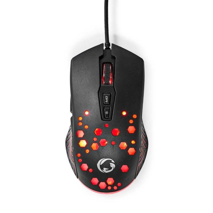 Nedis Gaming Mouse | Wired | 800 / 1200 / 2400 / 3200 / 4800 / 7200 dpi | Justerbar DPI | Antall knapper: 7 | Programmerbare knapper | Right-Handed | 1.50 m | RGB i gruppen Datautstyr / GAMING / Mus hos TP E-commerce Nordic AB (C23954)