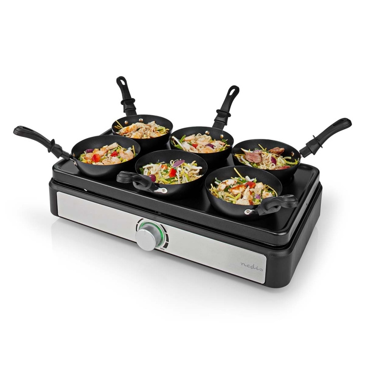 Nedis Woksettet | Grille | 6 Personer | Stekespade | Tempraturinnstillinger | Non-stick belegg | Rektangel i gruppen HJEM, HUS OG HAGE / Husholdningsapparater / Brødristere og toastjern / Bordgriller & Raclette hos TP E-commerce Nordic AB (C24108)