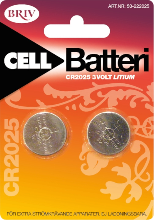 Knappcelle Litium CR2025 3V - 2-pk, 1/20/400 i gruppen Elektronikk / Batterier & Ladere / Batterier / knappcelle hos TP E-commerce Nordic AB (C24229)