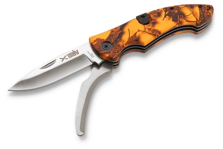 Buköppnarfällkniv dubbelblad Belly Orange Camo, 1/6/48 i gruppen SPORT, FRITID & HOBBY / Friluftsliv / Tilbehør hos TP E-commerce Nordic AB (C24388)