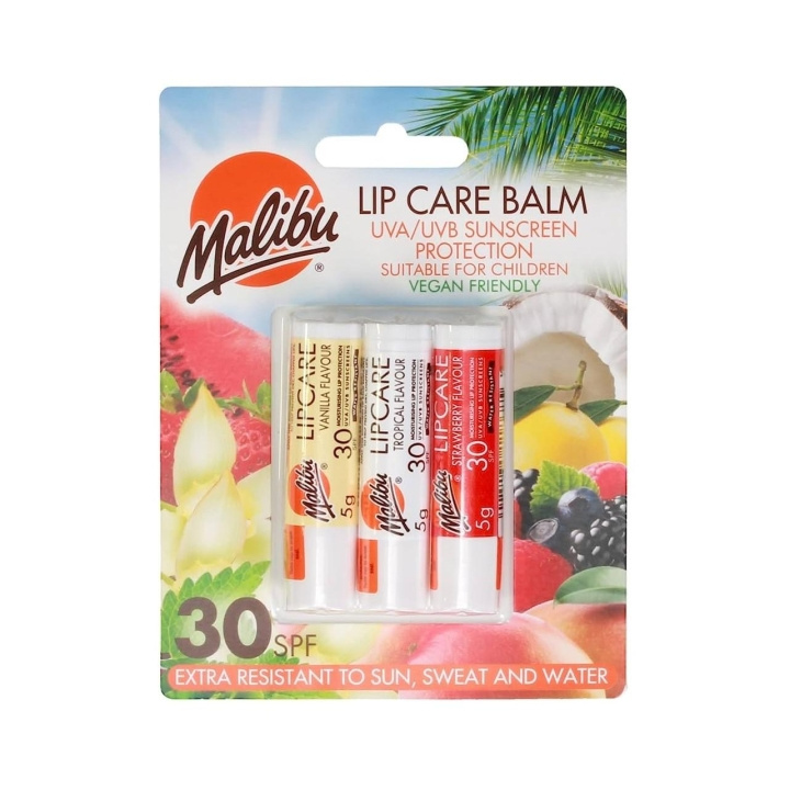 Malibu Lip Care Balm Trio SPF30 i gruppen HELSE OG SKJØNNHET / Hudpleie / Soling / Solkrem hos TP E-commerce Nordic AB (C25249)