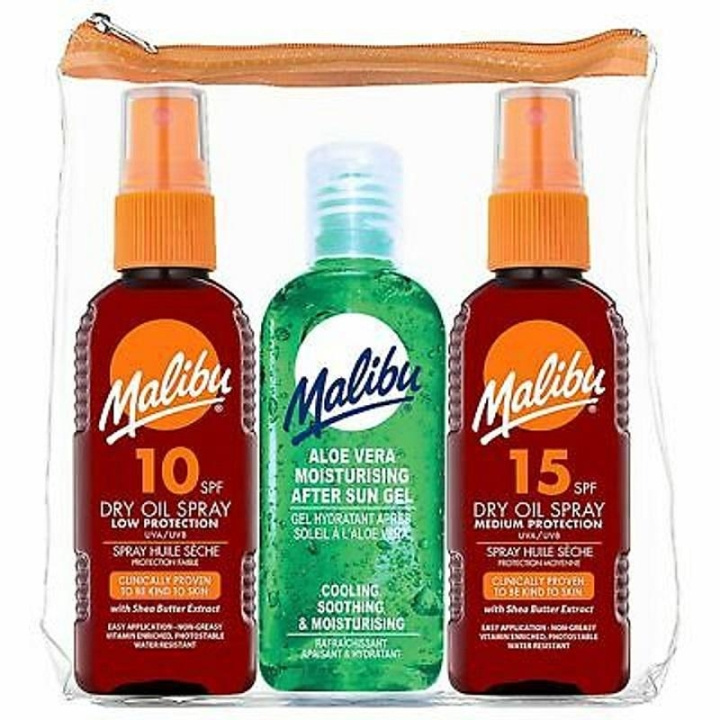 Malibu Dry Oil SPF10 & SPF15 + After Sun 3-pakning i gruppen HELSE OG SKJØNNHET / Hudpleie / Soling / Solkrem hos TP E-commerce Nordic AB (C25255)
