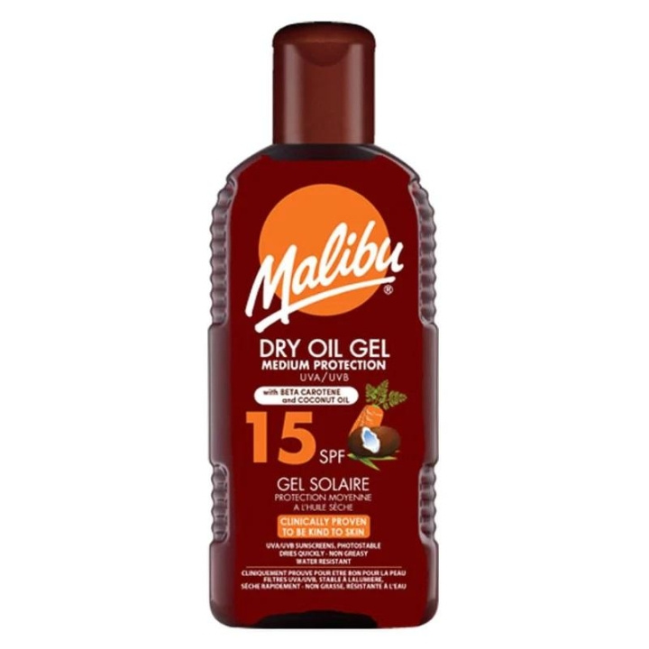 Malibu Dry Oil Gel SPF15 med karoten og kokosnøttolje 200 ml i gruppen HELSE OG SKJØNNHET / Hudpleie / Soling / Solkrem hos TP E-commerce Nordic AB (C25259)