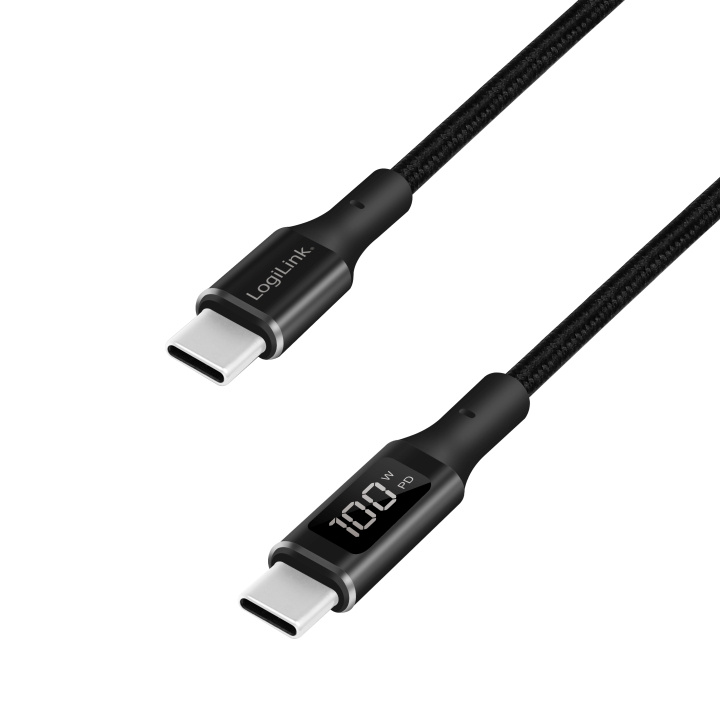 LogiLink USB-C - USB-C-kabel med display 100W 1 m Svart i gruppen Datautstyr / Kabler og adaptere / USB / USB-C hos TP E-commerce Nordic AB (C25281)