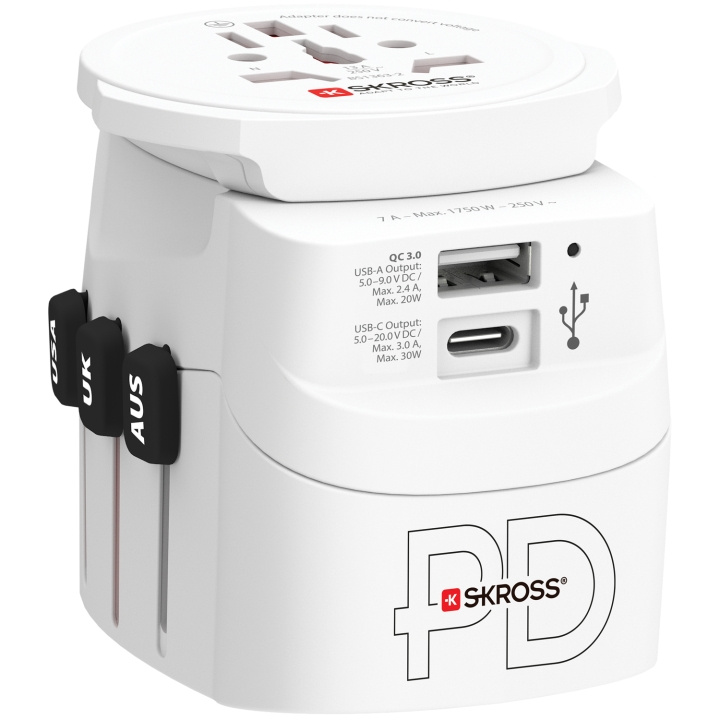 SKROSS PRO Light World AC30PD Reiseadapter USB PD 30W i gruppen HJEM, HUS OG HAGE / El og belysning / Reiseadaptere hos TP E-commerce Nordic AB (C25282)