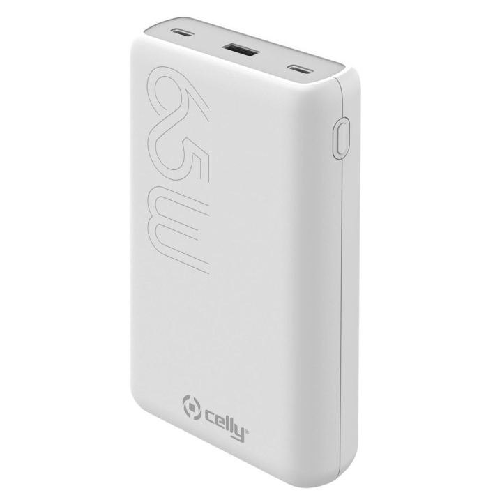 Celly PBPD65W20000 PowerBank PD 65W 20.000 mAh Vit i gruppen SMARTTELEFON & NETTBRETT / Ladere og Kabler / Powerbanks hos TP E-commerce Nordic AB (C25284)