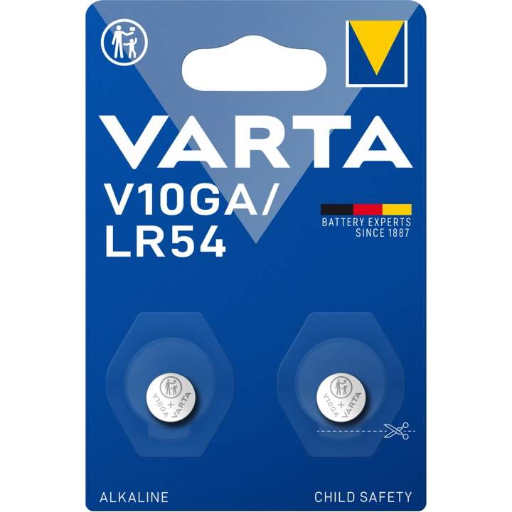 Varta V10GA/LR54 1,5 V alkalisk batteri 2-pakning i gruppen Elektronikk / Batterier & Ladere / Batterier / knappcelle hos TP E-commerce Nordic AB (C25294)
