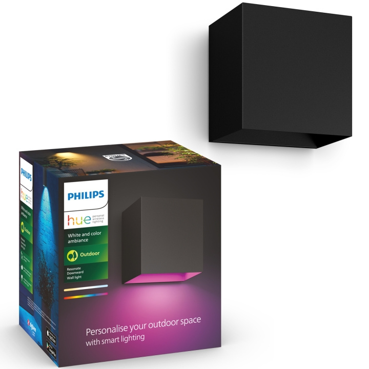 Philips Hue Resonate nedovervendt vegglampe hvit og Colour Ambiance svart i gruppen Elektronikk / Lys / Vegglamper hos TP E-commerce Nordic AB (C25378)
