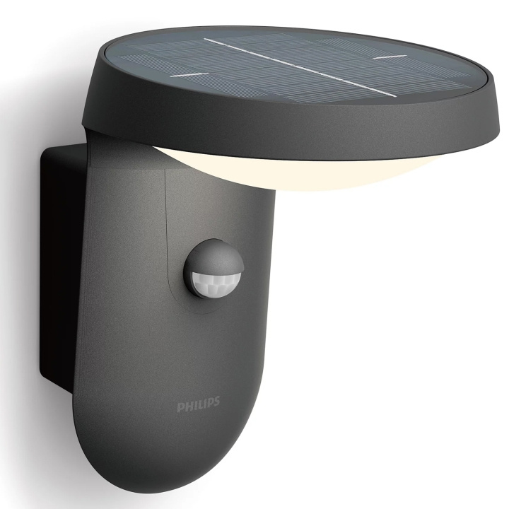Philips Tyla Vegglampe Solar IR-sensor Ultraeffektiv LED 255lm IP44 Antracitt i gruppen HJEM, HUS OG HAGE / El og belysning / Utendørsbelysning / Fasadebelysning / Med bevegelsessensor hos TP E-commerce Nordic AB (C25402)