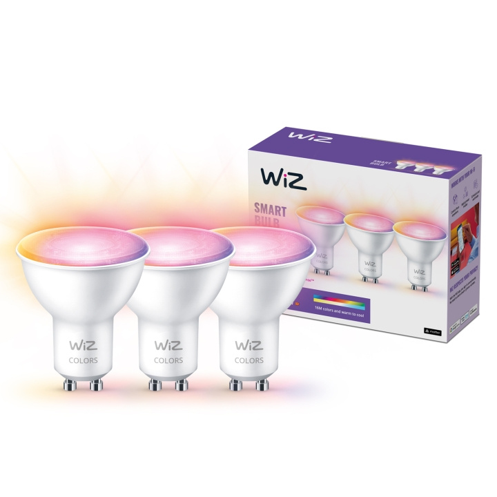 WiZ WiFi Smart LED GU10 50W farge + varm-kaldhvit 345 lm 3-pk i gruppen Elektronikk / Lys / LED-lys hos TP E-commerce Nordic AB (C25628)