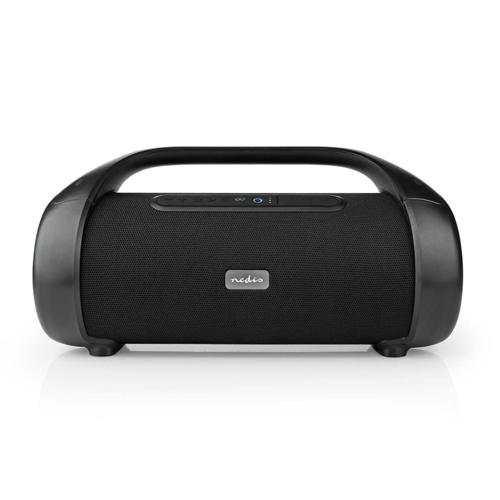 Nedis Bluetooth® Party Boombox | 9.5 timer | 2.1 | 120 W | Media avspilling: AUX | IPX5 | Linkable | Bære håndtak | Party lys | Sort i gruppen Elektronikk / Lyd & Bilde / Høyttalere & tilbehør / Bluetooth-høyttalere / Bærbare høyttalere hos TP E-commerce Nordic AB (C25679)