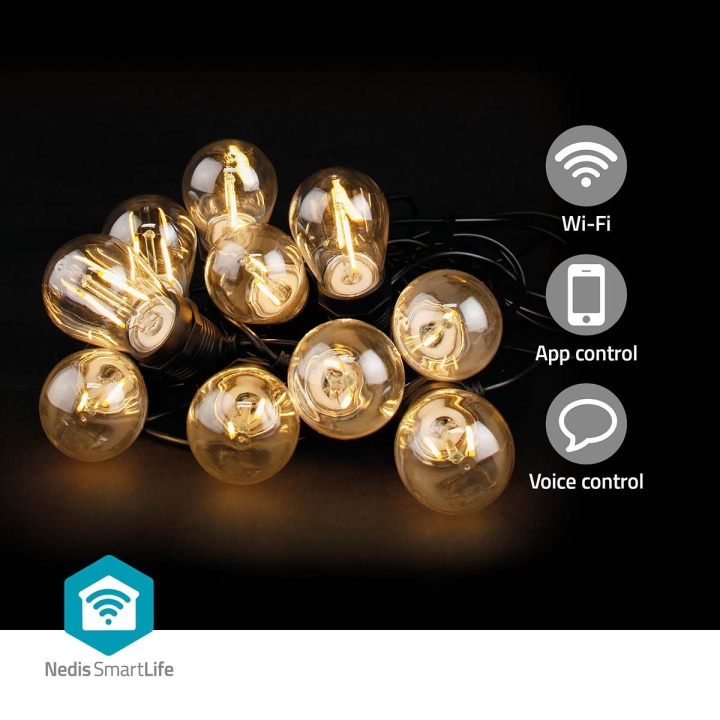 Nedis SmartLife Dekorative Lys | Party Lights | Wi-Fi | Varm Hvit | 10 LED\'s | 9.00 m | Android™ | Pære diameter: 45 mm i gruppen Elektronikk / Lys / LED sløyfer hos TP E-commerce Nordic AB (C25730)