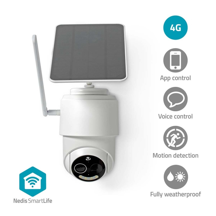 Nedis SmartLife Utendørs kamera | 4G | Full HD 1080p | Panorering og vipping | IP65 | Cloud Storage (valgfritt) / microSD (ikke inkludert) | 5 V DC | Med bevegelses sensor | Nattsyn | Hvit i gruppen HJEM, HUS OG HAGE / Alarm, Sikkerhet og overvåking / Overvåkingskameraer / Digitalt (nettverk) / Utendørs kameraer hos TP E-commerce Nordic AB (C25734)