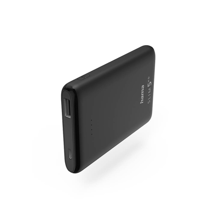 Hama Powerbank Slim 5000mAh Black i gruppen SMARTTELEFON & NETTBRETT / Ladere og Kabler / Powerbanks hos TP E-commerce Nordic AB (C25745)