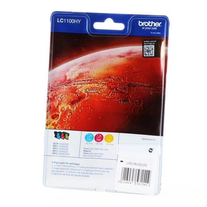 Brother Blekkpatron LC1100HYRBWBPDR Høy kapasitet Cyan/Magenta/Gul Rainbow-Pakning i gruppen Datautstyr / Skrivere og tilbehør / Blekk og toner / Toner / Brother hos TP E-commerce Nordic AB (C26013)