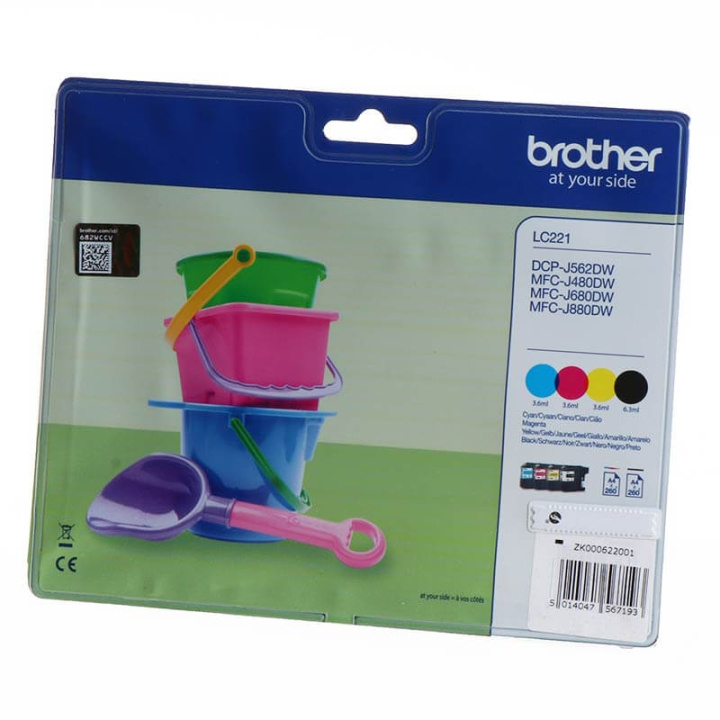 Brother Blekk LC221VALBPDR LC-221 Multipack i gruppen Datautstyr / Skrivere og tilbehør / Blekk og toner / Toner / Brother hos TP E-commerce Nordic AB (C26064)