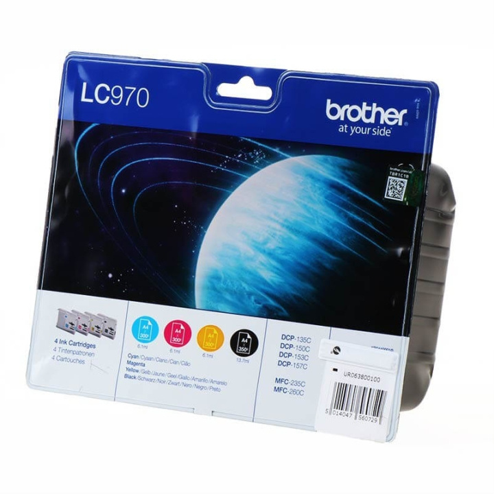 Brother Blekk Multipak LC970VALBPDR LC-970 Svart Cyan Magenta Gul i gruppen Datautstyr / Skrivere og tilbehør / Blekk og toner / Toner / Brother hos TP E-commerce Nordic AB (C26133)