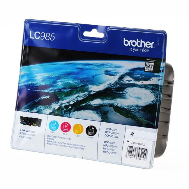 Brother Blekk LC985VALBPDR LC-985 Multipack svart/cyan/magenta/gul i gruppen Datautstyr / Skrivere og tilbehør / Blekk og toner / Toner / Brother hos TP E-commerce Nordic AB (C26145)