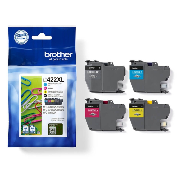 Brother Blekk LC422XLVAL LC-422 Multipack Høy Kapasitet svart/cyan/magenta/gul i gruppen Datautstyr / Skrivere og tilbehør / Blekk og toner / Toner / Brother hos TP E-commerce Nordic AB (C26175)