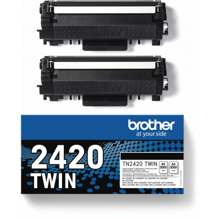 Brother Toner TN2420TWIN TN-2420 Twin-pak Svart i gruppen Datautstyr / Skrivere og tilbehør / Blekk og toner / Toner / Brother hos TP E-commerce Nordic AB (C26277)