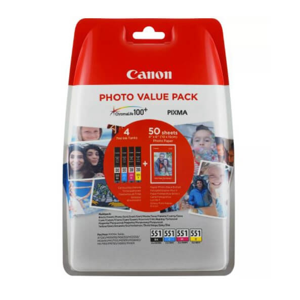 Canon Multipack 4x7ml Blekkpatron+Fotopapir i gruppen Datautstyr / Skrivere og tilbehør / Blekk og toner / Toner / Canon hos TP E-commerce Nordic AB (C26291)