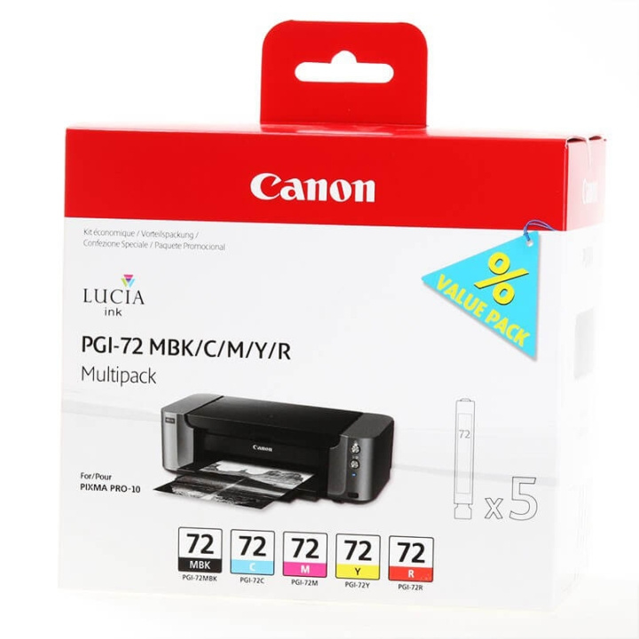 Canon Blekk 6402B009 PGI-72 MBK/C/M/Y/R i gruppen Datautstyr / Skrivere og tilbehør / Blekk og toner / Toner / Canon hos TP E-commerce Nordic AB (C26303)