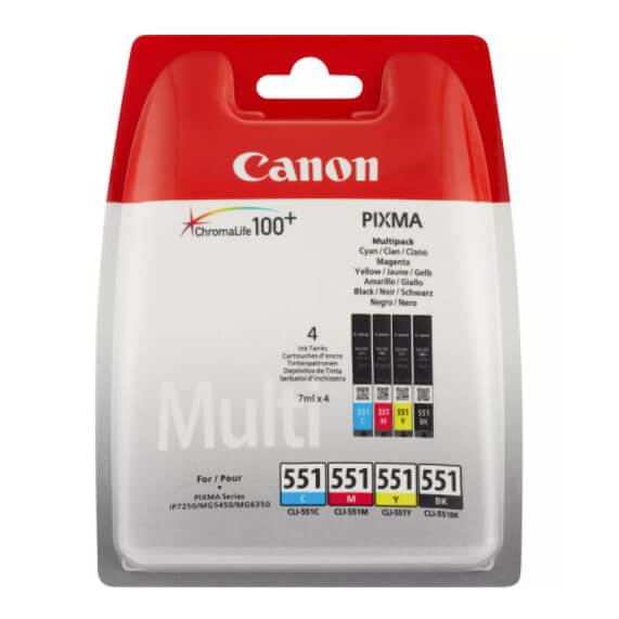 Canon Blekk Multipak 6509B009 CLI-551 Svart Cyan Magenta Gul i gruppen Datautstyr / Skrivere og tilbehør / Blekk og toner / Toner / Canon hos TP E-commerce Nordic AB (C26316)