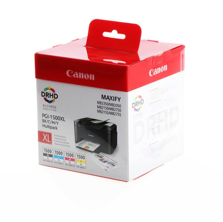 Canon Blekk 9182B004 PGI-1500XL Multipack Høy Kapasitet svart/cyan/magenta/gul i gruppen Datautstyr / Skrivere og tilbehør / Blekk og toner / Toner / Canon hos TP E-commerce Nordic AB (C26338)