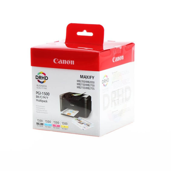 Canon Blekk Multipak 9218B005 PGI-1500 Sort Cyan Magenta Gul i gruppen Datautstyr / Skrivere og tilbehør / Blekk og toner / Toner / Canon hos TP E-commerce Nordic AB (C26343)